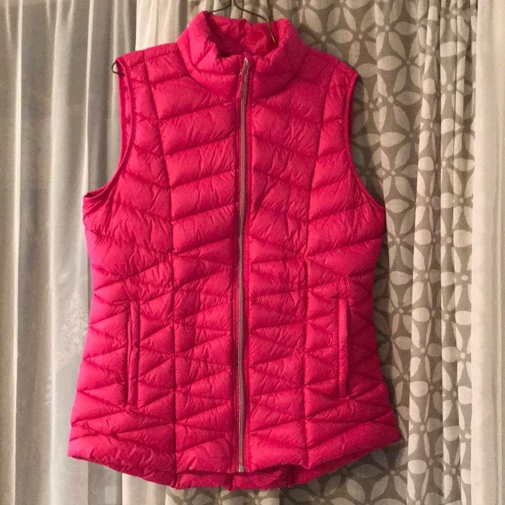 Tangerine pink puffer vest